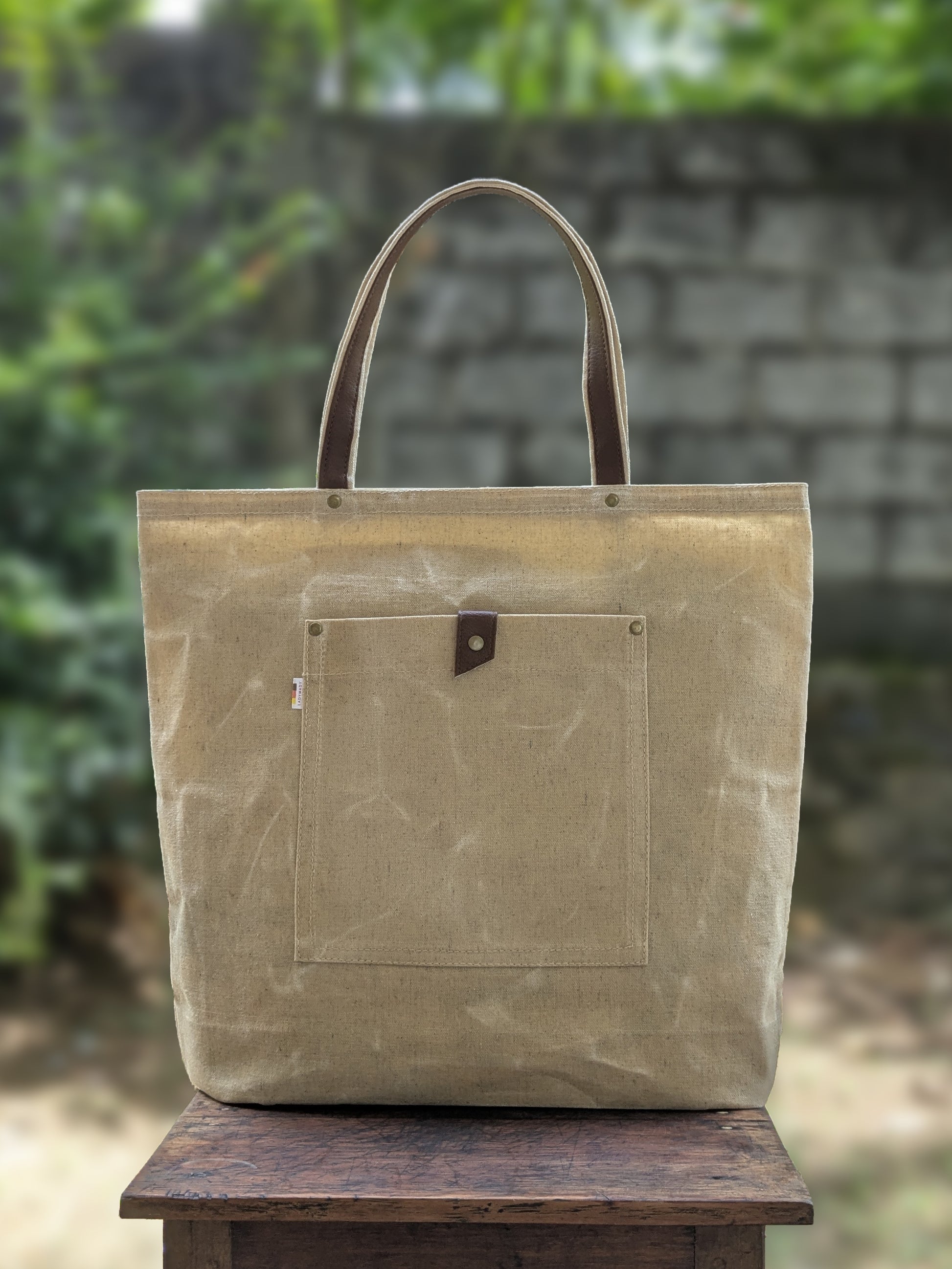 LadyMady Handmade Waxed Canvas Tote Bag with Selectable Aromas, water-resistant and stylish waxed canvas tote bag.